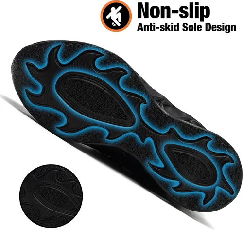 Vista 4 de Kezhiho Zapatos de punta de acero para hombre, ligeros, cómodos, transpirables, zapatos de trabajo a prueba de pinchazos, antideslizantes, a