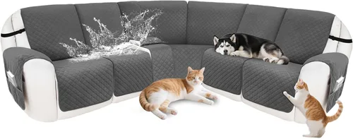 Vista 36 de Fundas para sofá modular reclinable, de terciopelo en forma de L, funda de consola central para perros y mascotas, lavable antideslizante, 1 funda