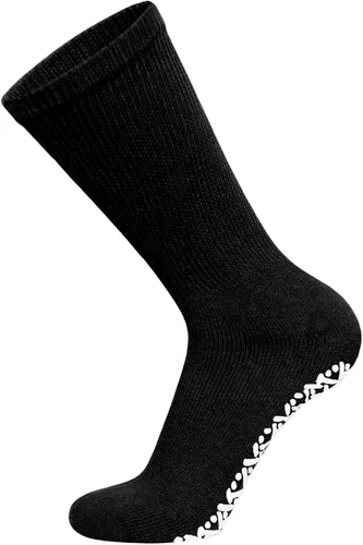 Vista 5 de Calcetines Brooklyn de algodón antideslizantes para diabéticos con neuropatía, sin apretar, control de tracción, paquete múltiple Negro - 12 pares