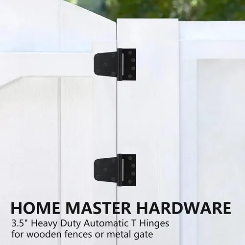 Vista 5 de HOME MASTER HARDWARE Kit de puerta de cierre automático, bisagras en T de resorte de 3.5 pulgadas, paquete de 2 + pestillo de puerta autoajustable