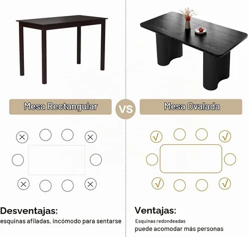 Vista 8 de Mesa de comedor rectangular de 63 pulgadas con 4 sillas, moderna mesa de comedor negra con sillas para sala de estar, comedor y cocina