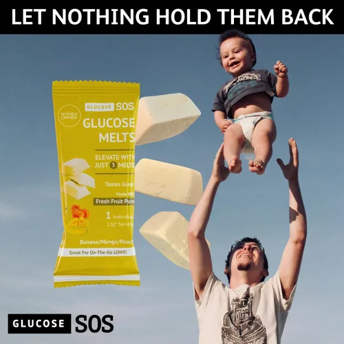 Vista 8 de Comprimidos de Glucosa SOS que se Derriten Hechos con Polvo de Dextrosa, Puré de Frutas Natural, Azúcar, Comprimidos de Glucosa, Suplemento