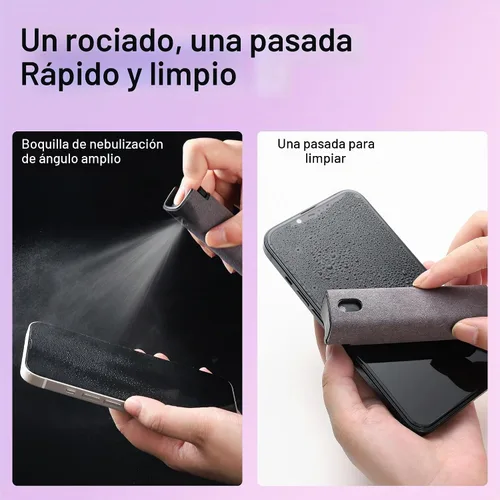 Vista 4 de Kit de Limpiador de Pantalla de 2 Piezas, Herramienta de Botella de Spray Limpiador con Niebla 3 en 1 para Pantalla Táctil y Paño de Microfibra
