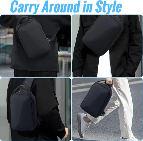 Vista 5 de Funda de transporte para Oculus Quest 2, funda de viaje rígida para MetaOculus Quest 2 VR auriculares y controladores accesorios, mochila cruzada