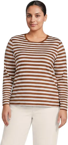 Vista 20 de Lands' End - Camiseta de manga larga, cuello redondo y holgada de algodón Supima cultivado en EE. UU. para mujer Blanco