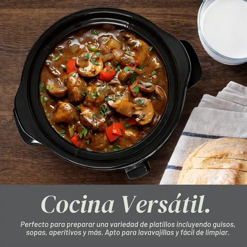 Vista 7 de COOK WITH COLOR 2QT Mini Olla de cocción lenta eléctrica redonda - Configuraciones ajustables, olla de gres extraíble, tapa de vidrio templado, apta