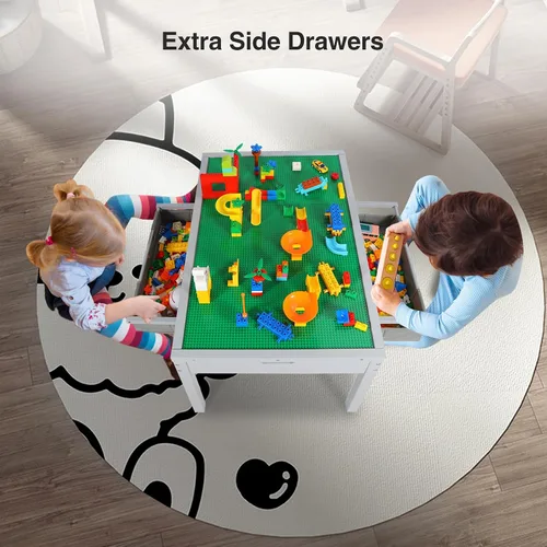 Vista 7 de RedSwing Mesa de actividades para niños con almacenamiento, mesa de juegos gris