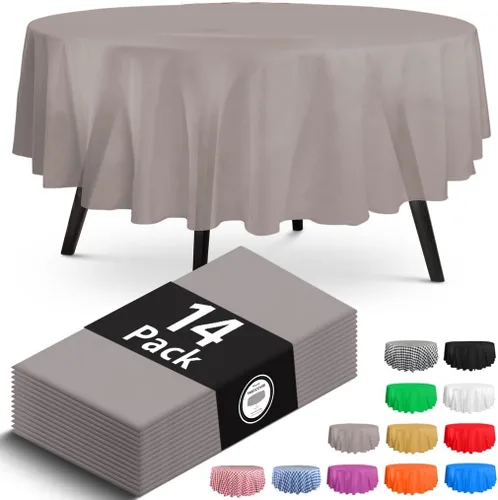 Vista 18 de Paquete de 14 manteles de plástico desechables rectangulares negros de 54 x 108 pulgadas - Cubiertas decorativas lisas para fiestas, bodas