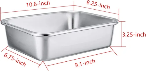Vista 7 de TeamFar Sartén rectangular para tartas y brownies, de acero inoxidable, para lasaña, 8 x 10 x 3 pulgadas, libre de óxido y no tóxico, fácil