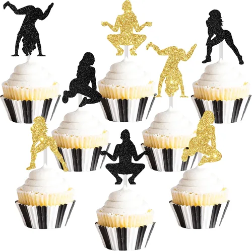 Vista 8 de Cheereveal 24 piezas de adornos para cupcakes de fiesta Twerk para niñas y mujeres, palillos de sombrero, fiesta mexicana, temática divertida