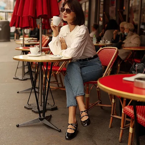 Vista 3 de Naiyee Mary Jane Shoes - Zapatos de vestir de tacón grueso para mujer, zapatos de tacón bajo con punta redondeada