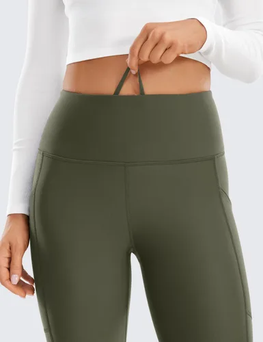 Vista 3 de CRZ YOGA Leggings con forro polar para mujer con bolsillos de 25 pulgadas, pantalones térmicos cálidos de cintura alta, pantalones casuales