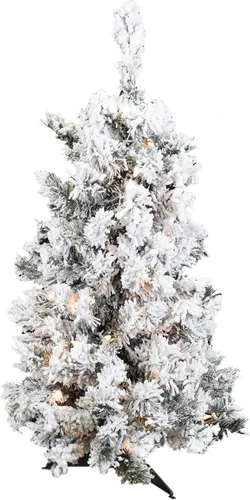 Vista 6 de Vickerman - Árbol de Navidad artificial de pino de Alaska de 36 pulgadas, con efecto nevado. Verde