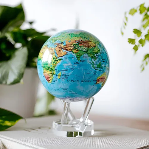 Vista 8 de Globo terráqueo Mova, azul con relieve de 4,5 pulgadas