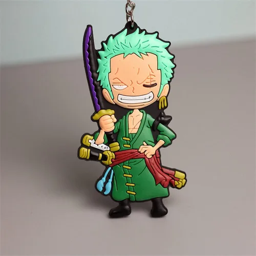 Vista 4 de Wiazhu Onepiece - Figura de anime japonés, Roronoa Zoro, llaveros de mercancía