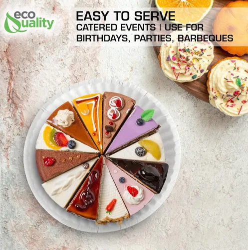 Vista 8 de EcoQuality Platos de papel desechables blancos de 6 pulgadas, sin revestimiento, pequeños, platos de papel blanco desechables para todos los días