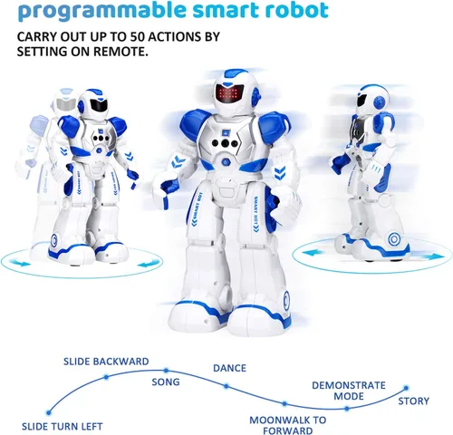 Vista 7 de KingsDragon Juguete de robots para niños, juguete de detección de gestos RC, robot interactivo para caminar, cantar, bailar, regalos de cumpleaños
