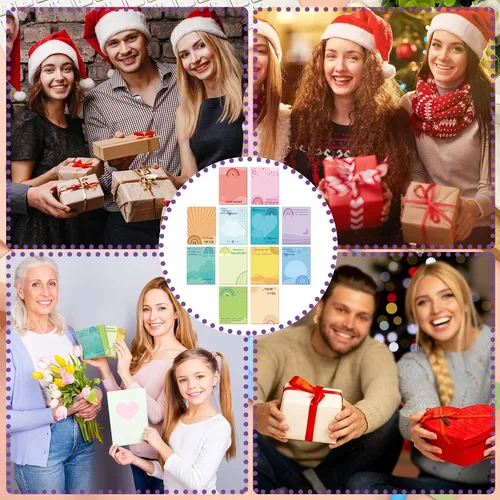 Vista 5 de Teling 24 Piezas Notas Adhesivas Inspiracionales Regalo de Navidad Nota Adhesiva 3 x 4 Pulgadas Arcoíris Apreciación Notas en Español Motivacionales
