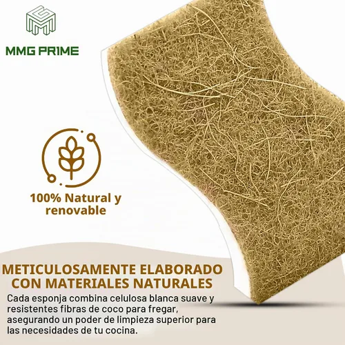 Vista 3 de Esponja de cocina natural, paquete de 24 esponjas biodegradables para platos, depuradores compostables para lavar platos, esponjas ecológicas