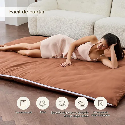 Vista 6 de Colchón japonés de piso con funda lavable, colchón de futón plegable, almohadilla para dormir de tatami con espuma viscoelástica engrosada, cama