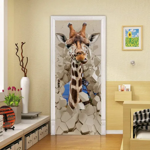 Vista 16 de Calcomanías 3D para puerta, murales para despegar y pegar, papel tapiz de caballo, calcomanías autoadhesivas extraíbles de PVC, impermeable, póster