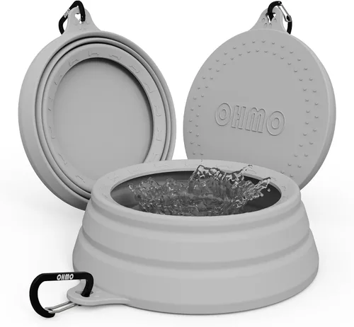 Vista 12 de OHMO Tazón de Agua para Perros Colapsable a Prueba de Derrames 24oz para Autos, Tazones Portátiles sin Salpicaduras para Viajes de Perros