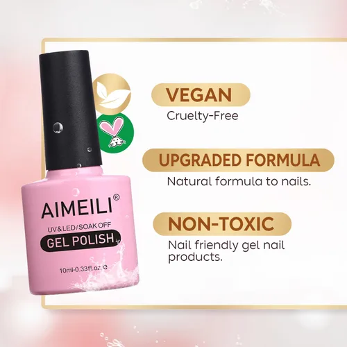 Vista 8 de AIMEILI Soak Off U V LED Esmalte de uñas de gel negro, sin hema, libre de crueldad, arte de uñas vegano, Blackpool (007) 0.3 fl oz