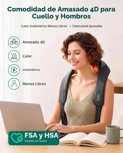 Vista 2 de Masajeador inalámbrico de cuello y hombros Snailax 4D Negro A