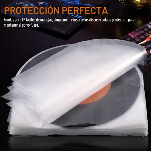 Vista 6 de Facmogu 100 fundas interiores LP de 7 pulgadas, fundas de vinilo con fondo redondo para colecciones de discos de 45 RPM, cubierta