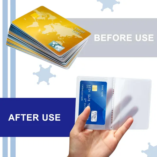 Vista 4 de 4 paquetes de 6 páginas para tarjetas de crédito, portatarjetas de crédito, fundas transparentes para tarjetas de crédito, para hombres y mujeres