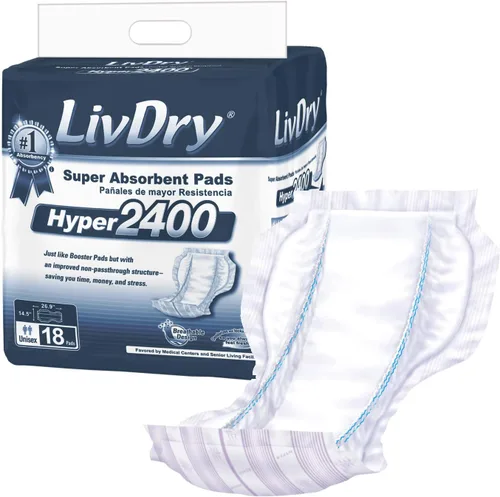 Vista 10 de LivDry Inserto de almohadilla de alta absorción para calzoncillos de incontinencia y pañales para adultos, mujeres y hombres, Hyper 1200