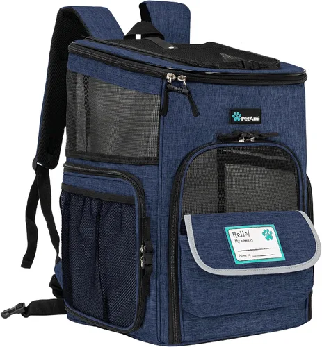 Vista 12 de PetAmi Mochila transportadora para perros, mochilas para gatos aprobadas por aerolíneas para transportar gatos pequeños y grandes, mochila