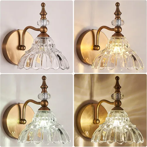 Vista 5 de HDDFL Lámpara de baño sobre espejo, accesorios de iluminación de tocador de latón mate, apliques de pared modernos para dormitorio, baño, pasillo