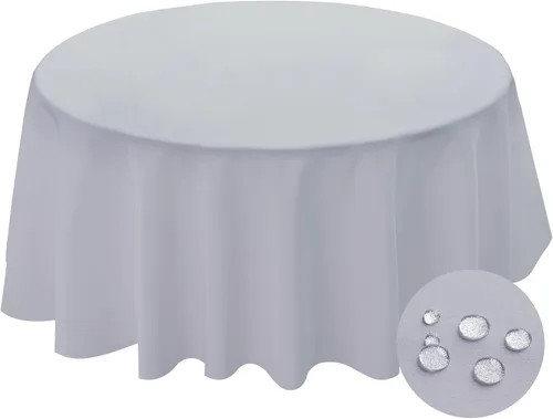 Vista 23 de BYDOLL Mantel redondo de 48 pulgadas para la parte superior de un máximo de 38 pulgadas de diámetro, color beige, lavable, al aire libre, resistente