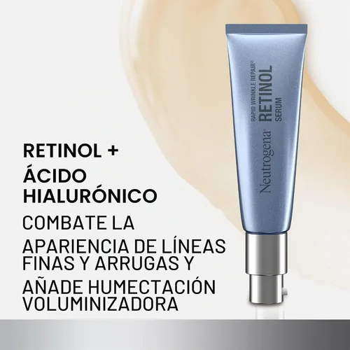 Vista 4 de Neutrogena Suero para reparación rápida de arrugas, 1 oz, Serum, paquete de de 1 Daily Anti-Aging Serum for Face with Retinol & Hyaluronic Acid to