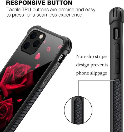 Vista 3 de Funda compatible con iPhone 13 Mini, fundas para niñas y mujeres, románticas rosas rojas