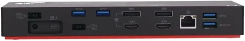 Vista 3 de Lenovo USA ThinkPad Thunderbolt 3 Dock Gen 2 135W (40AN0135US) Capacidad de pantalla Dual UHD 4K, 2 HDMI, 2 DP, USB-C, USB 3.1, negro