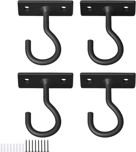 Vista 21 de Ganchos para plantas, paquete de 2 soportes de metal para colgar plantas de 6 pulgadas, gancho decorativo para comederos de pájaros, macetas, Negro