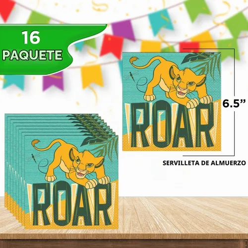 Vista 2 de Unique Paquete de vajilla Lion King con licencia oficial de Unique Napkins & Plates