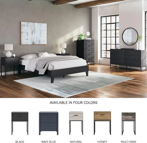 Vista 6 de Signature Design by Ashley Socalle - Mesita de noche moderna con 1 cajón con patas de metal, 26.02 pulgadas de alto, color negro