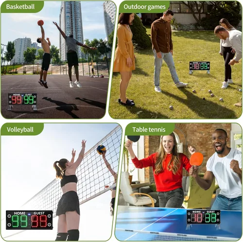 Vista 6 de YZ Marcador electrónico grande de 12 pulgadas con reloj de cuenta regresiva, marcador digital portátil con control remoto, puntuación de alto brillo
