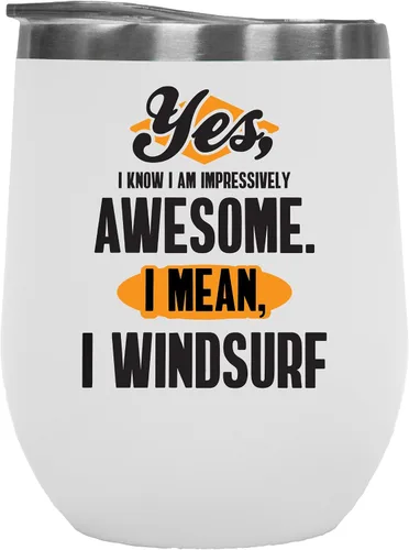 Vista 8 de I'm Awesome I Windsurf, Windsurfing Coffee & Tea Mug for Windsurfer - 12oz Wine Tumbler Stainless Steel