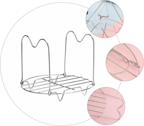 Vista 9 de Stainless Steel Steaming Rack Stand with Double Handles for Pots