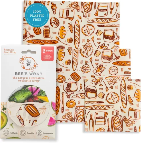 Vista 13 de Bee's Wrap, paquete variado de 3 envoltorios ecológicos y reutilizables para transportar comida Paquete de 3 panales