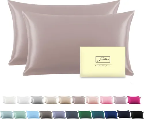 Vista 9 de Funda de almohada de seda para cabello y piel, suave, transpirable y resistente, funda de almohada de seda de tamaño Queen, fundas de almohada