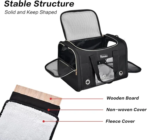 Vista 5 de Petmolico Transportador para gatos Bolsa de mascotas de lados suaves para gatos pequeños y medianos, cachorros, 16 libras, transportador de viaje