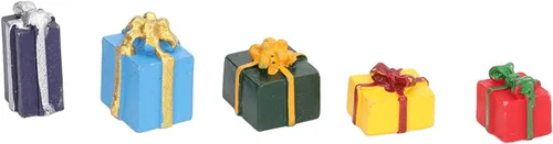 Vista 5 de LBEC Mini adornos navideños cajas de casa de muñecas con mano de obra fina para casa de muñecas 1:12