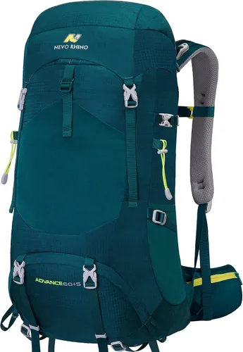 Vista 8 de N NEVO RHINO - Mochila de senderismo con marco interno 50, 60, 65, 70 y 80 L, mochila impermeable para escalar, camping, con cubierta de lluvia