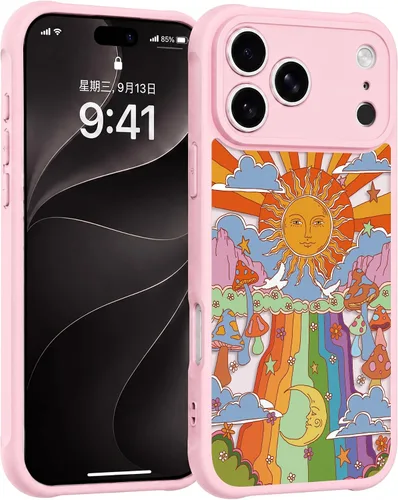 Vista 47 de Compatible para iPhone 13 Funda Linda Estética - Funda de Teléfono Rosa con Protector de Cámara - Diseño de Cubierta con Estampado de Hongos
