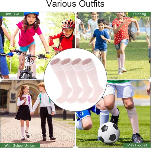 Vista 7 de FPAKDH 2 pares de calcetines de fútbol para niños de 5 a 12 años transpirables para entrenamiento deportivo, calcetines de fútbol para niñas y niños